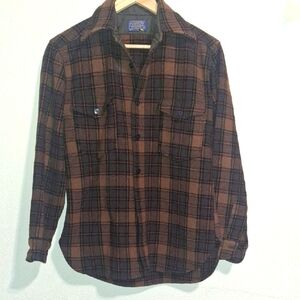 VINTAGE Pendleton M Brown and Plaid Shirt